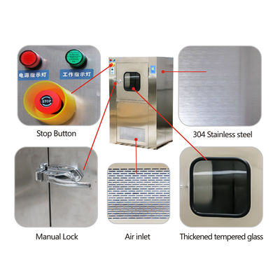 MRJH Single Story Flat Door Manual Control Interlock Interior Exterior All stainless steel Air shower Pass Box