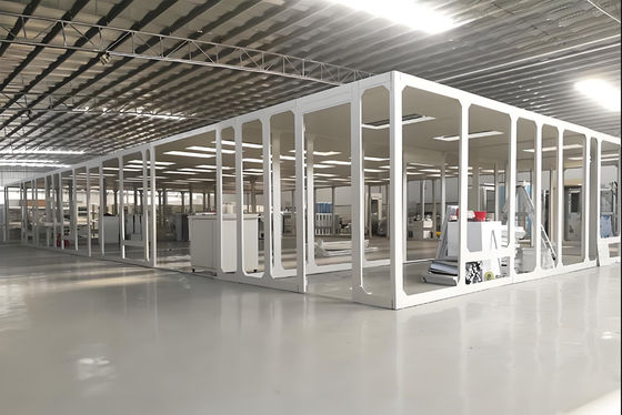 Custom Cleanroom Enclosure with 304 Stainless Steel Frame, ISO Class 5 Compliance, and 34× FFU HEPA Filtration
