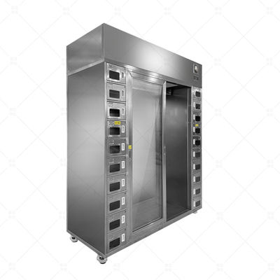 Stainless Steel Cleanroom Garment and Shoe Cabinet with Dual-Zone ISO 14644 Compliance and 40-Person Capacity