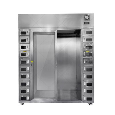 Stainless Steel Cleanroom Garment and Shoe Cabinet with Dual-Zone ISO 14644 Compliance and 40-Person Capacity