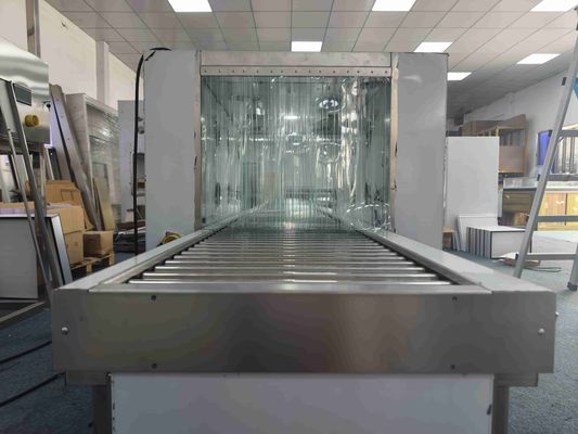 Powered Roller Conveyor Air Shower with Dual HEPA Filters and 304 Stainless Steel Frame for ISO 14644 & GMP Compliant Cleanroom Transfer System