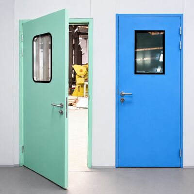 Heavy-Duty Double Swing Cleanroom Steel Door with High-Traffic Design and FDA/CE Certification