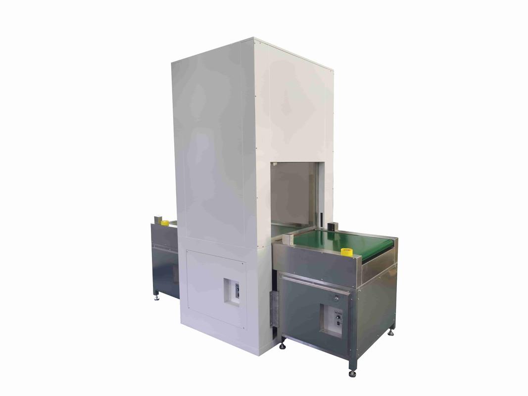 Three-Section Power-Operated Pass Box with Integrated Conveyor and Stainless Steel Construction