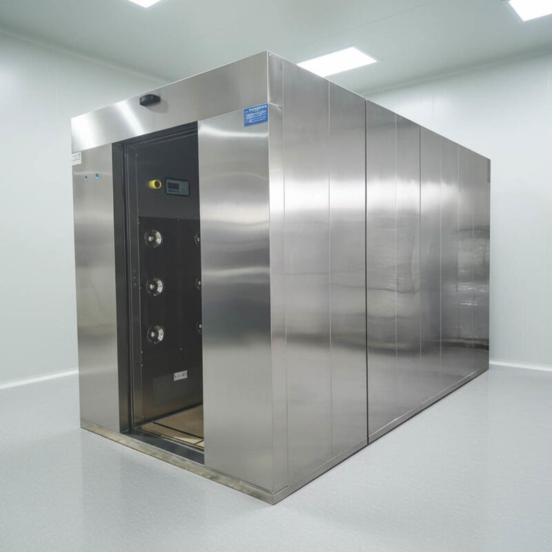 ISO 14644 Certified Cleanroom Air Shower with Automatic Sliding Door and Heavy-Duty Steel Construction