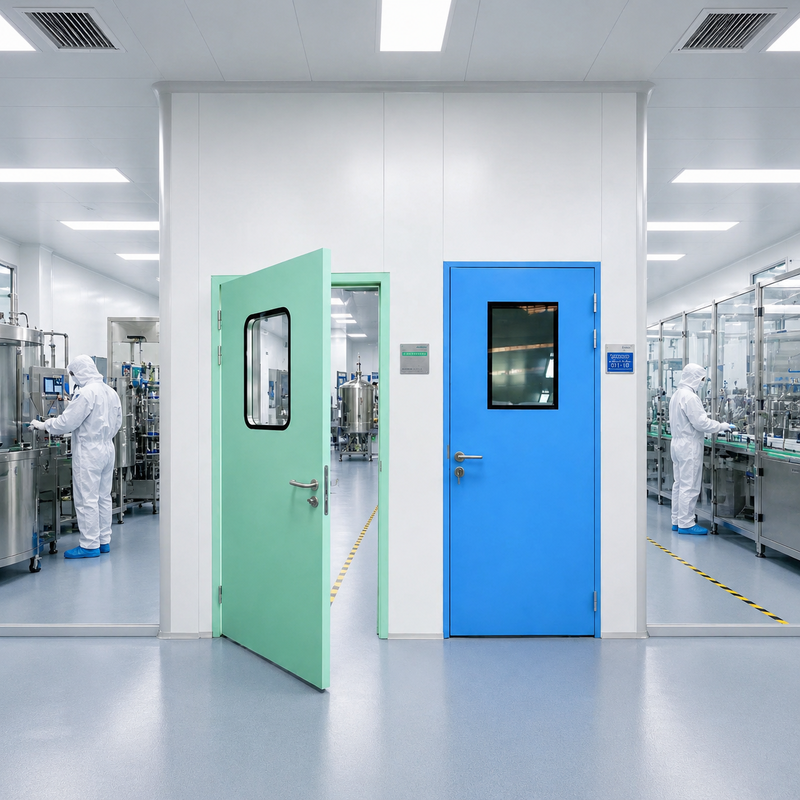 Hygienic Cleanroom Steel Door with Custom Sizes and Airtight Seal for Industrial Applications